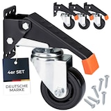 thumbnail of HMF 6750 Schwerlastrollen absenkbar für Werkbank, 4 Stück, 76 mm, bis 400 kg, Schwarz