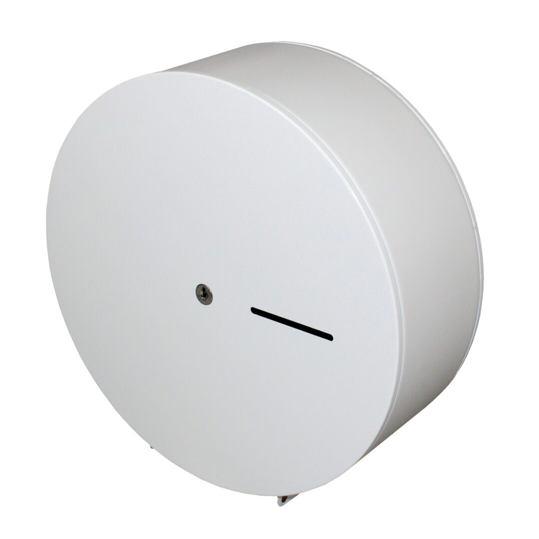 Toilettenpapierspender racon® MW GR, für Jumborollen, Metall, weiß #123359