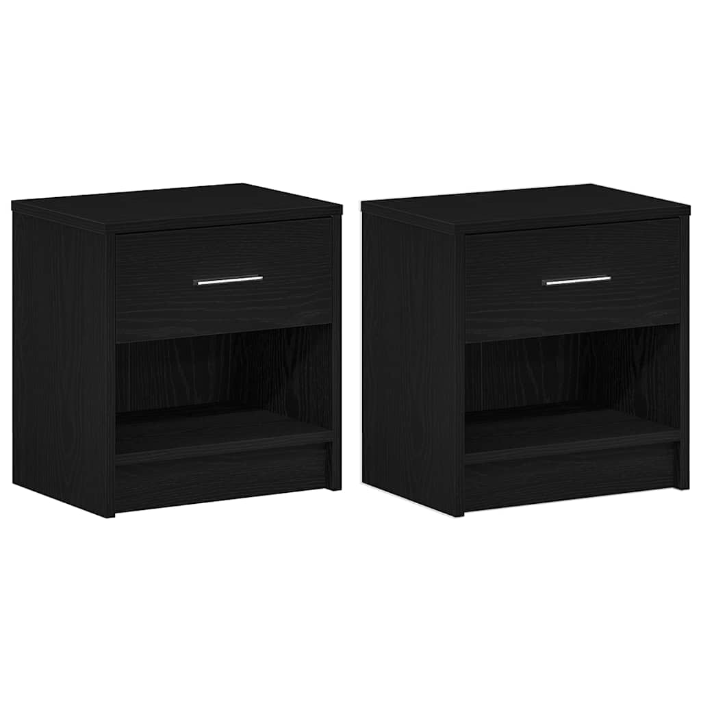 vidaXL Nachttische 2 Stk. mit Schublade Schwarz 39x28x41 cm