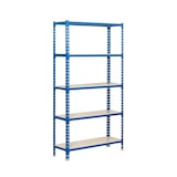 thumbnail of SimonRack Metallregal, 2000x1200x400 mm, 5 Ebenen, Metallboden, 200 kg Biegepunkt, Blau/Weiss - Simonclick