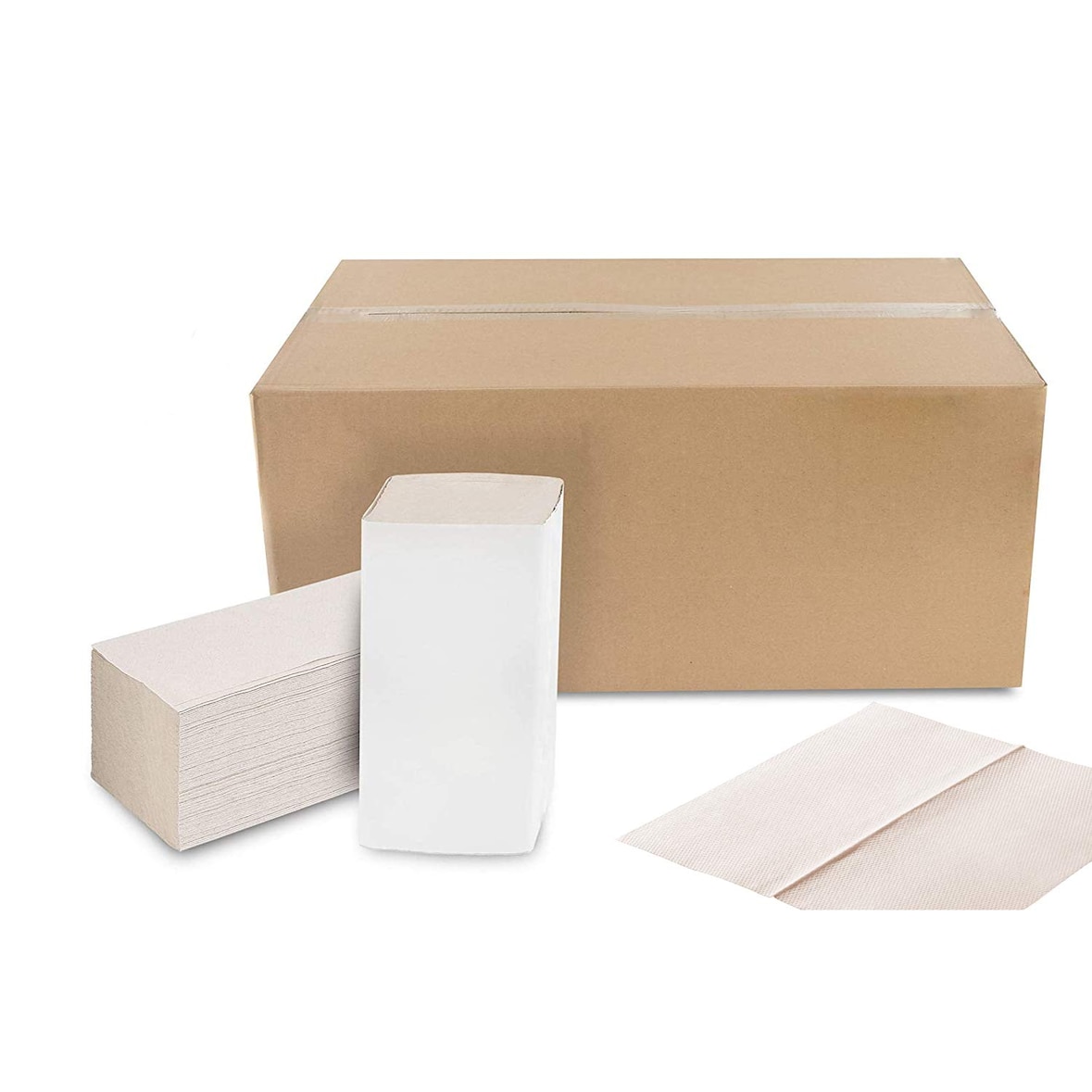 Falthandtücher Natur 1-lagig / 5000 Stück / 25 x 23 cm / ZZ-Falz / Hygienisch und umweltfreundlich aus recyceltem Zellstoff