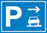 thumbnail of Gehweg Parkplatz mit Richtungspfeil rechts Schild waagerecht A0 (841x1189mm)