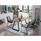 thumbnail of Möbilia eettafel 140 x 80 cm | blad MDF met eiken decor | metalen onderstel | B 140 x D 80 x H 75 cm | naturel-zwart | 18020007 | TAFEL serie