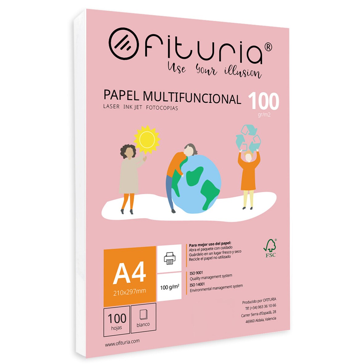 Paquete de folios A4 de 100gr con 100 Hojas Blancas para Uso Escolar y Entornos Laborales- Ofituria