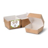 thumbnail of BIOZOYG 300 Stück Burger-Verpackung 11,5 x 10,5 x 8 cm Burgerboxen, braun-weiße Hamburger-Schachteln aus Kraftkarton, Take-Away-Boxen für Hamburger