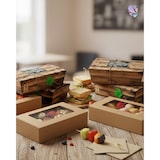 thumbnail of Snack-Box klein 600Stk, to go, take away, kompostierbar, rustikales Holzmotiv, fett- und feuchtigkeitsabweisend