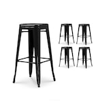 thumbnail of Set di 4 sgabelli da bar in metallo nero lucido stile industriale - Altezza 76 cm