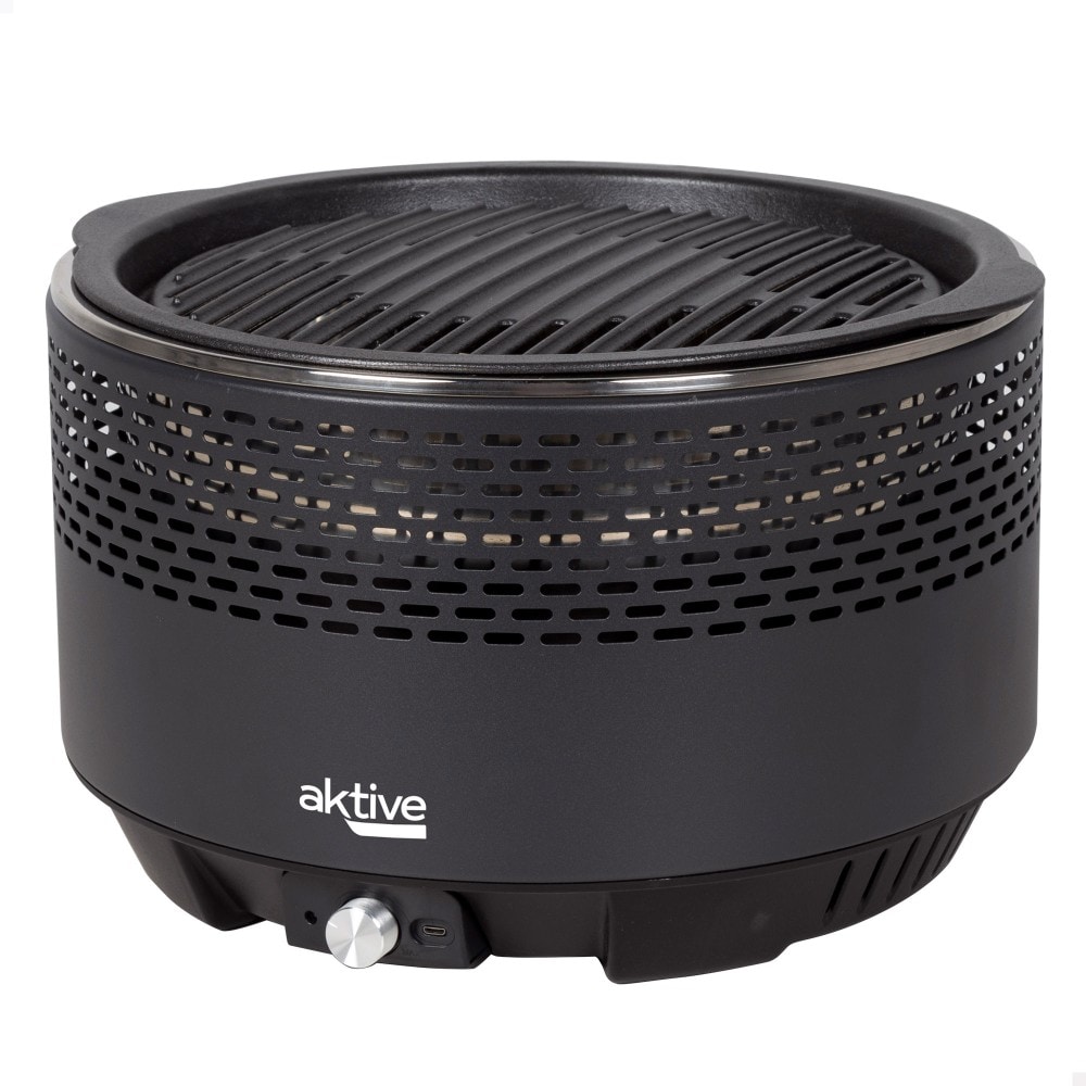 Barbacoa sin humo redonda negra 2 en 1 sobremesa Ø34 cm Aktive
