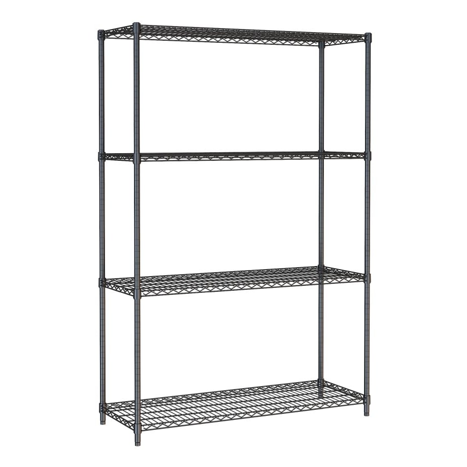 Combisteel stellingsysteem met 4 legborden van zwart staal 1200x450x1800mm