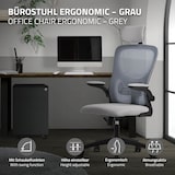 thumbnail of ML-Design Bürostuhl ergonomisch Grau, Mesh, Kopfstütze, Armlehnen, Lendenstütze, Wippfunktion, Drehstuhl mit Rollen, Computerstuhl Chefsessel