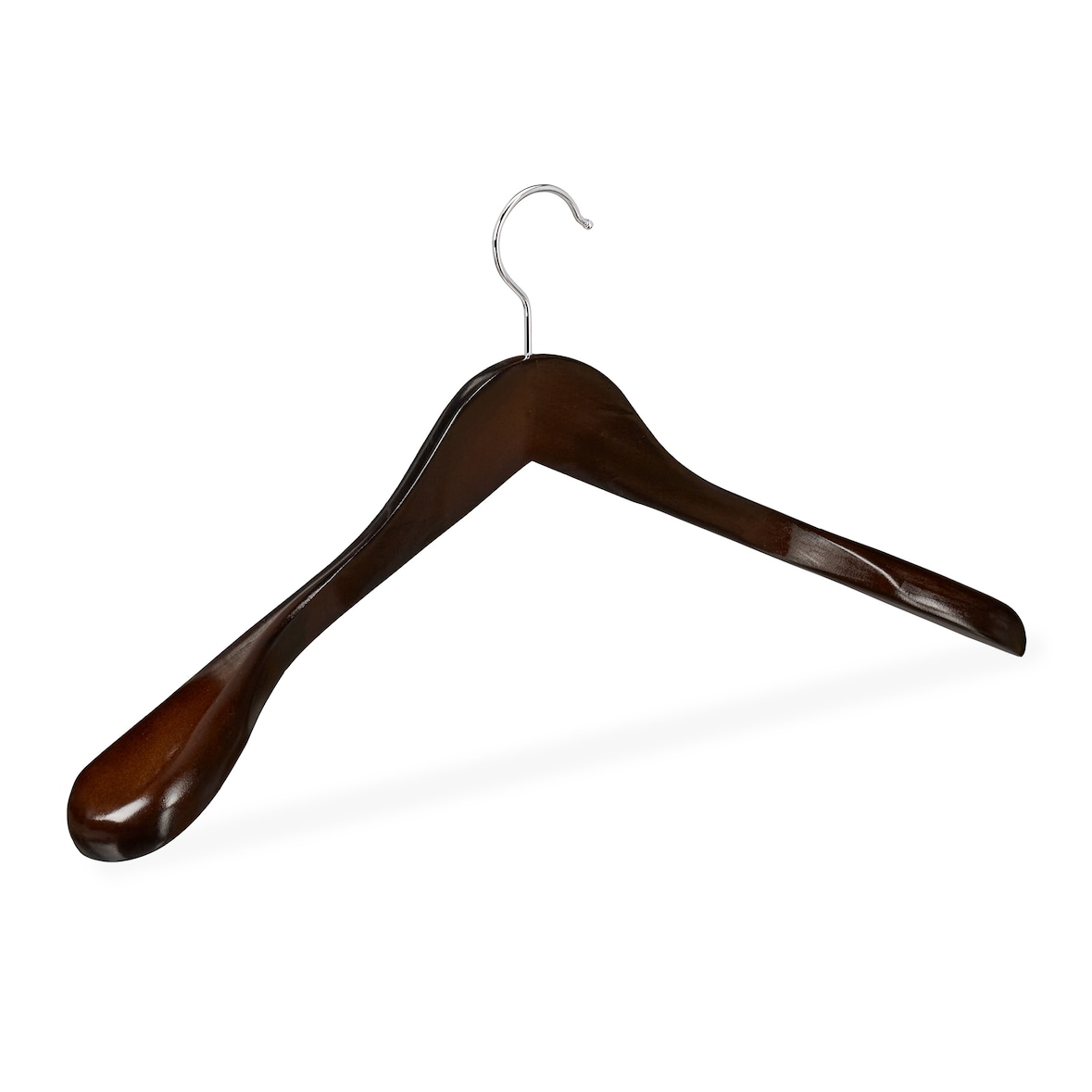 Relaxdays Anzug Kleiderbügel, 10er Set, breite Schulter, 360° drehbarer Haken, Kostüm, Jacken, Holzbügel, dunkelbraun