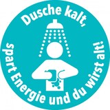 thumbnail of Dreifke® Aufkleber | Klimalabel Dusche kalt, spart Energie und du wirst alt, Folie, Ø 100mm