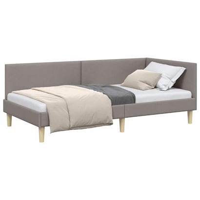 vidaXL Hoekbedframe met hoofdeinde Lichtgrijs 90 x 200 cm Stof