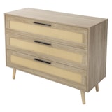 thumbnail of ML-Design Kommode 3 Schubladen 100x77x40 cm Eiche Rattan Massivholzfüße Sideboard Wohnzimmer Flur