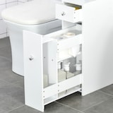 thumbnail of HOMCOM armario auxiliar de baño mueble de baño estrecho con 2 cajones y compartimiento superior con tapa para lavabo ducha 17x48x58 cm blanco