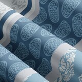 thumbnail of Biber Bettwäsche 135x200 Streifen Blau Ornamente flauschig Winter Pflegeleicht warm