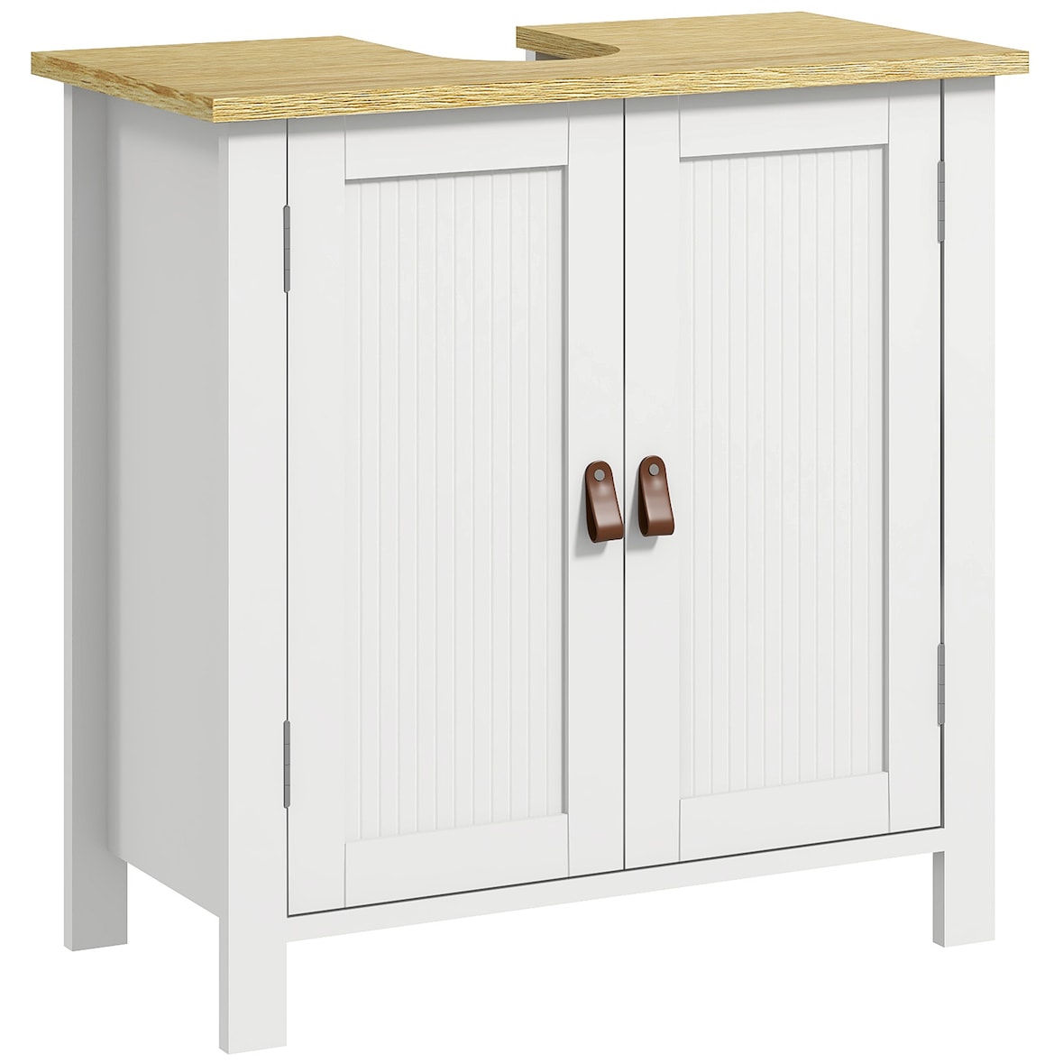 kleankin mueble bajo lavabo mueble de lavabo con pie con 2 puertas y estante ajustable sin lavabo 60x30x60 cm blanco