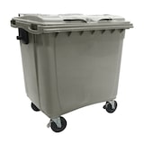 thumbnail of Contenedor para desperdicios con tapa plana y ruedas. Gris oscuro 800l.