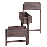 thumbnail of Pflanzregal T275, Standregal Blumenständer Pflanzkasten, 65x108x15cm, Holz Shabby-Look Vintage ~ grau-braun