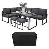 thumbnail of Aluminium 5-teiliges Ecksofa-Set mit schwarzer Rattan-Aufbewahrungsbox - Anthrazitgrau