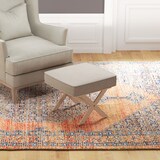 thumbnail of Fußhocker Polyester Beige 51x47x42 cm mit gepolstertem Sitz und Kautschukholzbeinen