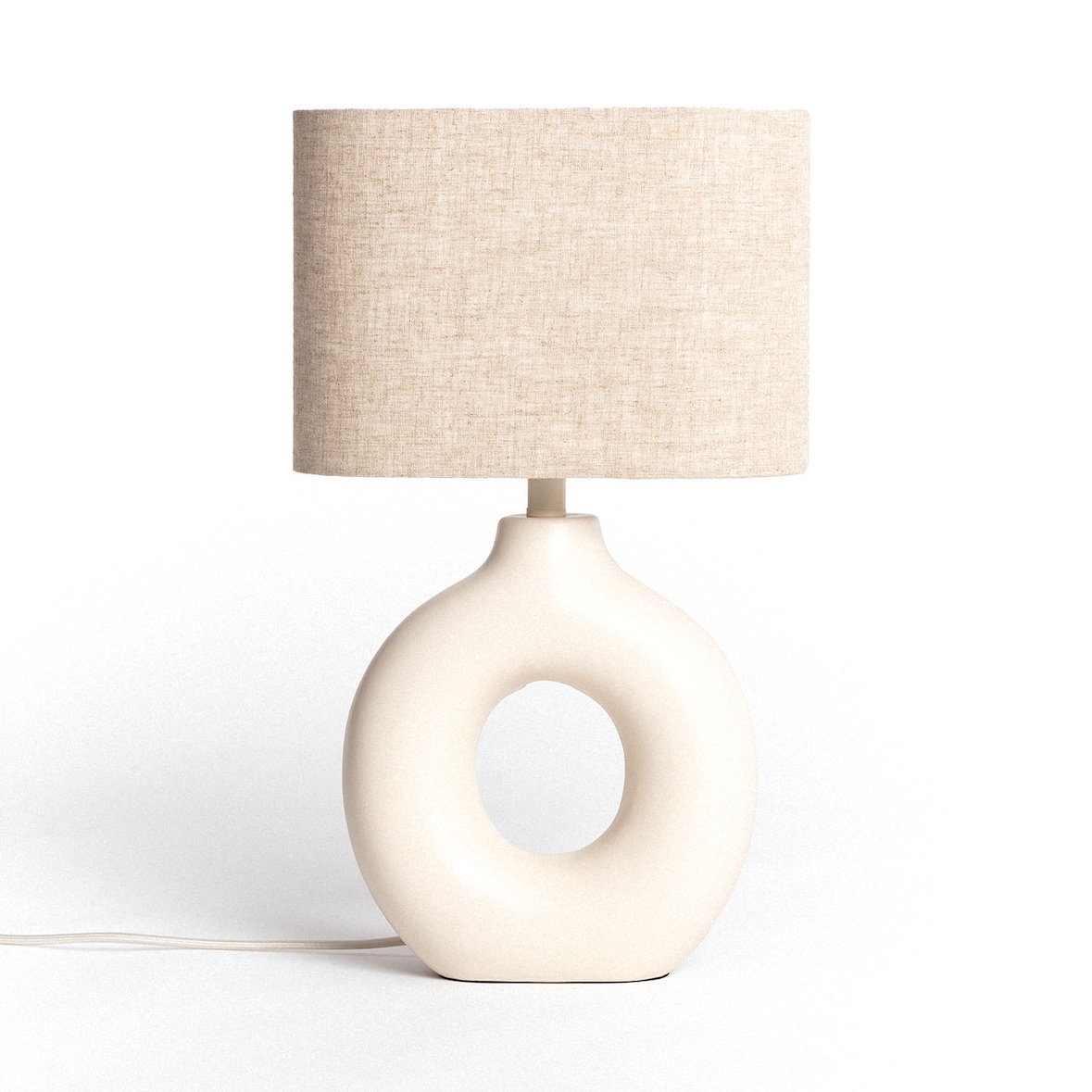 Ledkia Lámpara de Mesa Cerámica y Tela Memphis Beige