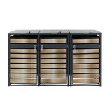 thumbnail of XL 3er/6er-Mülltonnenverkleidung HWC-J81, Mülltonnenbox, Metall 95kg anthrazit ~ gold