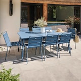 thumbnail of Ensemble table de terrasse et 8 chaises en métal bleu pacific  - Oviala