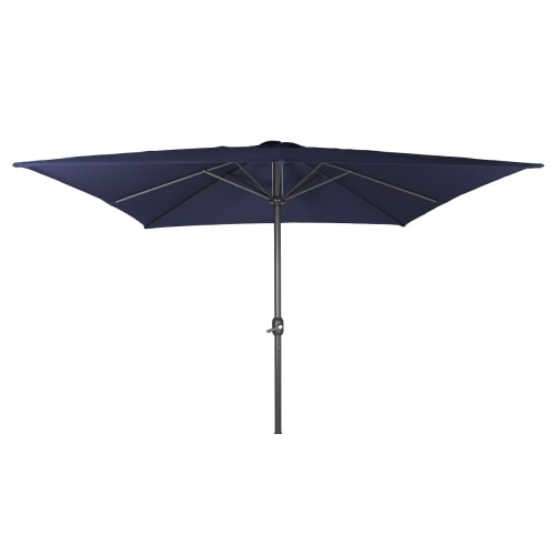 Alu Sonnenschirm 2,5x2,5 m quadratisch Kurbelschirm Gartenschirm Balkon blau : Blau