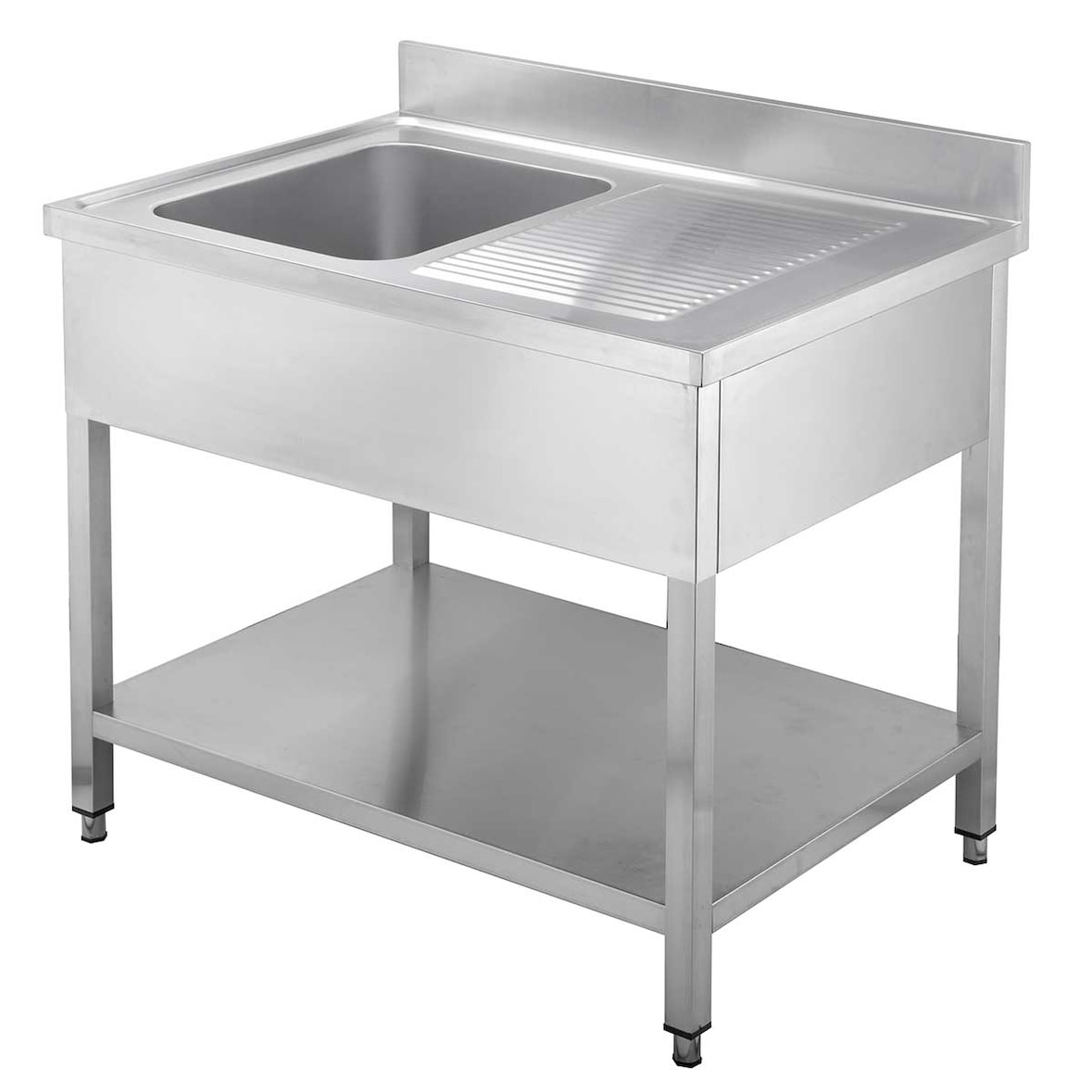 Lavello in acciaio inox con base 120 x 70 x 90 cm - 1 vasca a sinistra