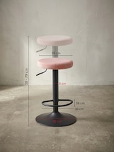 thumbnail of Barhocker `Campania`: 58-79 cm Sitzhöhe, Eisenmaterial, Samt/Wildlederoptik Bezug, 360° drehbar. Rosa, Material: Samt, 40x40x79 cm | Kadima Design