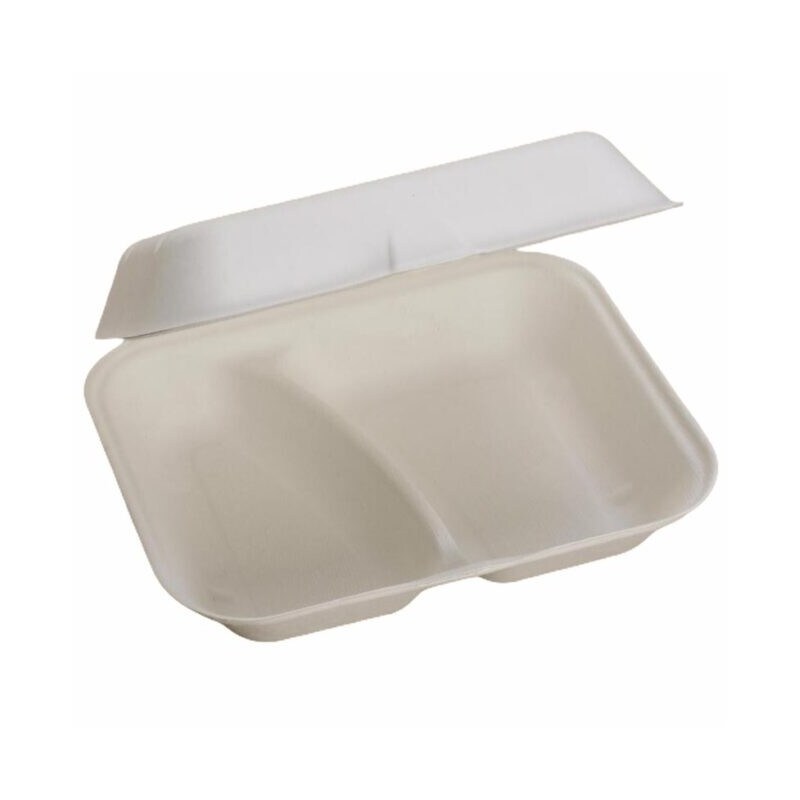 Boîte repas jetable deux compartiments 250 pièces - Ecobioshopping