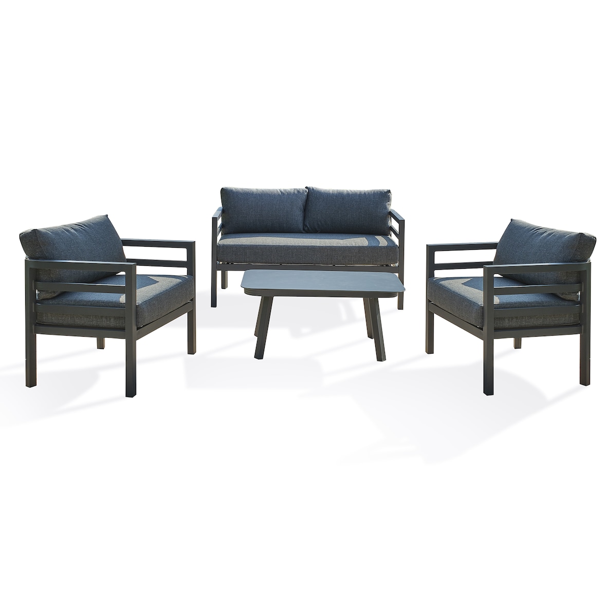 Set di mobili da giardino a 4 posti in alluminio grigio antracite - LISBONNE