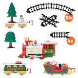 thumbnail of ECD Germany Weihnachtszug Set 22-teilig, batteriebetrieben mit Licht & Sound, Lokomotive, 3 Waggons & Schienen, Eisenbahn für Weihnachtsbaum, Kinder