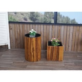 thumbnail of Conjunto de 2 caixas para plantas HWC-L24, vaso para plantas, floreira, vaso para flores, quadrado redondo exterior em madeira de acácia FSC® castanho