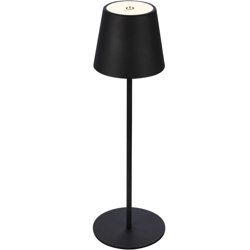 Lampada da Tavolo LED Touch Dimmerabile Ricaricabile USB Luce Calda in Metallo, Senza Fili cm 12x38 - Nero