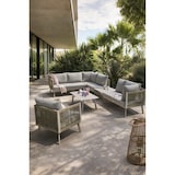 thumbnail of Conjunto de muebles de jardín esquinero de 7 plazas de aluminio y cuerda gris - MANOSQUE