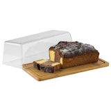 thumbnail of Plateau en bois, rectangulaire, 32x16,5 cm, avec cloche transparente