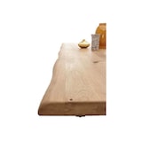 thumbnail of Essgruppe TORANO Esstisch Eiche Massivholz mit Baumkante 200 cm breit, 4 Stühle in grün