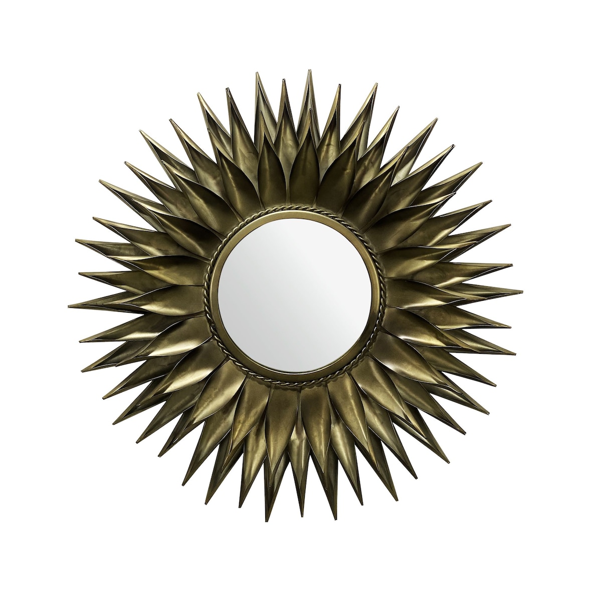 Wandspiegel Sonne 74 cm Metall Design Hängespiegel Messing Antik, Eisen Dekospiegel Rund, Spiegel Wand Groß, Flurspiegel Garderobenspiegel