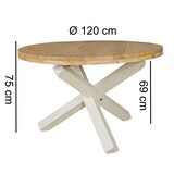 thumbnail of Design Esszimmertisch BOHA rund Ø 120 cm x 75 cm Akazie Massiv-Holz, Landhaus Esstisch 4 Personen, Küchentisch Tisch für Esszimmer