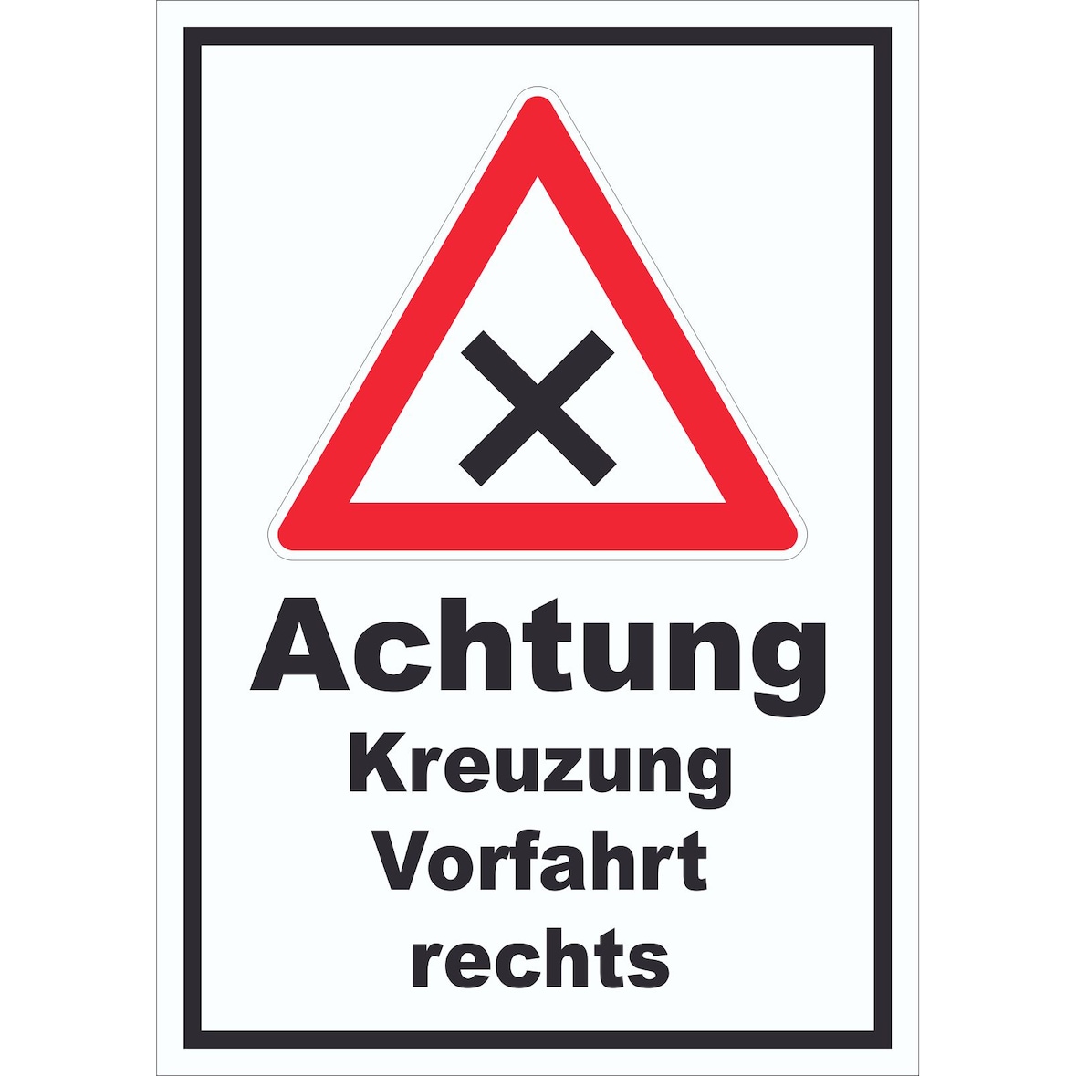 Schild Achtung Kreuzung Vorfahrt rechts A3 (297x420mm)