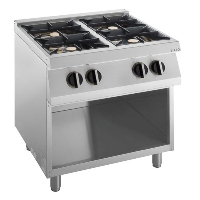 KBS Gasherd 4 Brenner 24 Kw Offener Unterbau 800x730x900 mm Pilotflamme