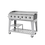 thumbnail of METRO PROFESSIONAL Barbecue a gas con 6 bruciatori e plancha, 111 × 50 cm, telo di copertura, con ruote, acciaio inox, argento
