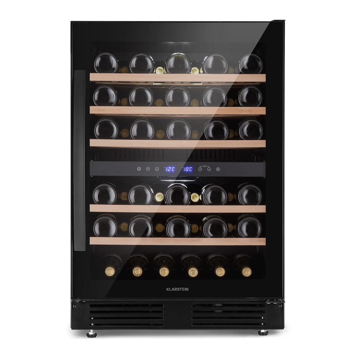 Klarstein Vinovilla 50 Duo Zweizonen-Weinkühlschrank 53l 17 Fl. 3-Farben Glastür Schwarz