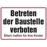 thumbnail of Baustellenschild, Betreten der Baustelle verboten / Eltern haften, 250x350mm - 350x250x1.5 mm Kunststoff