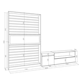 thumbnail of Wohnzimmer-TV-Schrank, Wohnwand-System, 260x35x186cm, Für TV-Geräte bis 65“, Elektrokamin, Modern, Eiche und Schwarz _ 88_7