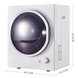 thumbnail of Merax Mini Ablufttrockner 2.5 kg, wandmontierbar, PTC-Keramikheizung, Edelstahltrommel, 200-Minuten-Timer, Doppelfilter, 65°C, leise 62 dB, Weiß