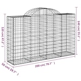 thumbnail of vidaXL Gabionen mit Hochbogen 10Stk. 200x50x120/140cm Verzinktes Eisen