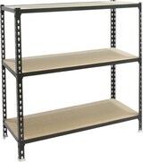 thumbnail of SimonRack Estantería Metálica, 900x1100x500 mm, 3 Alturas, Bandeja Madera, 200 kg de Punto Flexión, Antracita/Madera - Maderclick